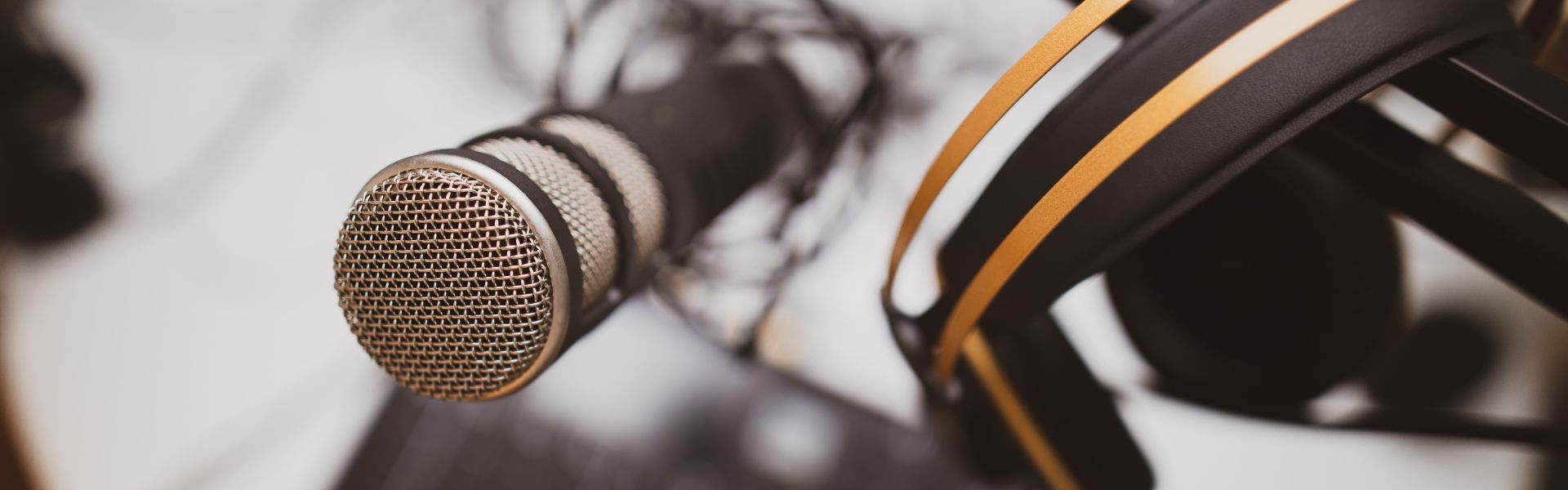 a microphone and headphones